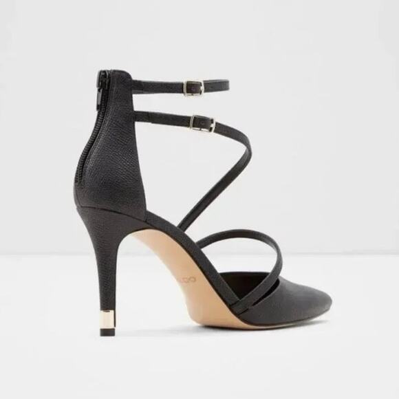 Aldo Black Strappy Shoes Heels Sandals Size 7 Torga EUC Women's Closed Toe - Picture 4 of 16